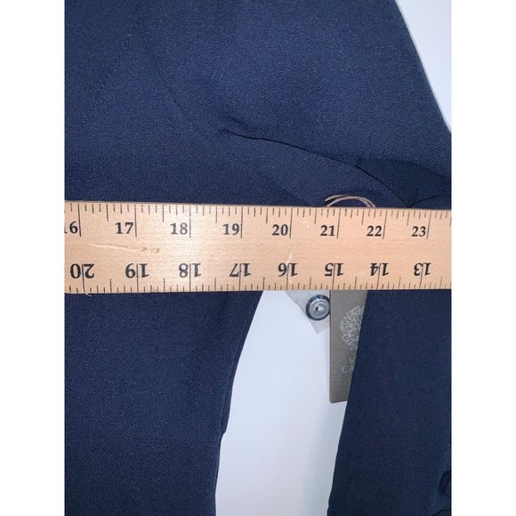 New Vince Camuto Dress Womens 12 Navy Buttoned Cowl Neck Flare Cuff Long Sleeve - Picture 10 of 11